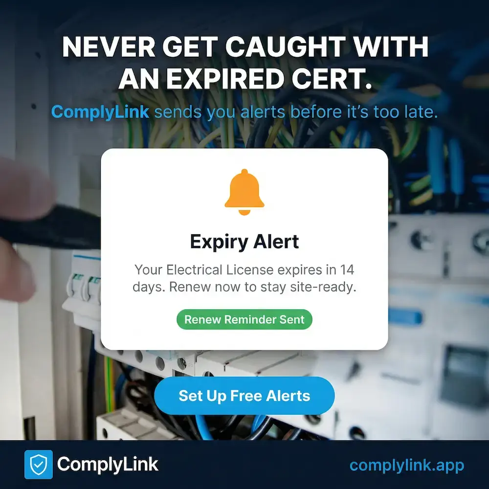 ComplyLink expiry alerts preview
